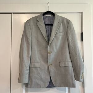 Chaps Mens Slim Fit Sports Coat‎ Blazer Linen Blend Light Grey Size 38R